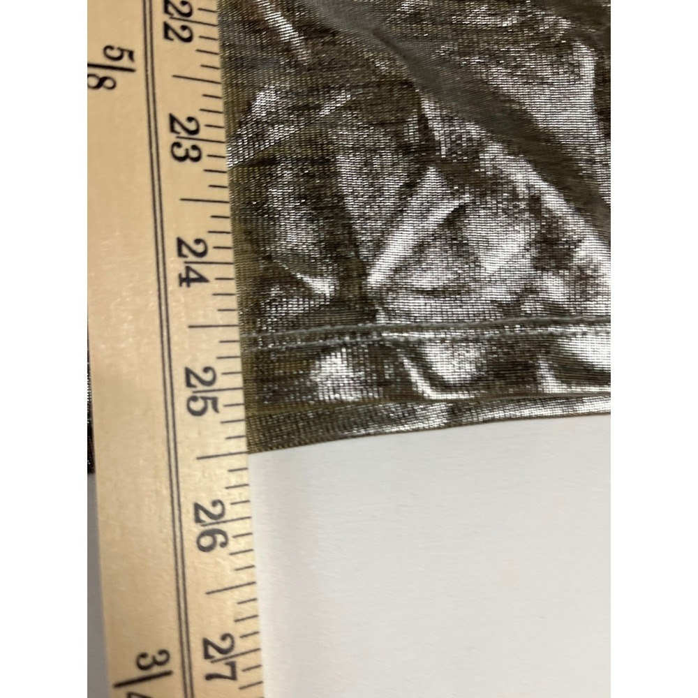 Bar III Metallic Silver Tunic Top PXL Short Sleeve Crew Neck Shiny Shimmer‎ - Picture 4 of 8